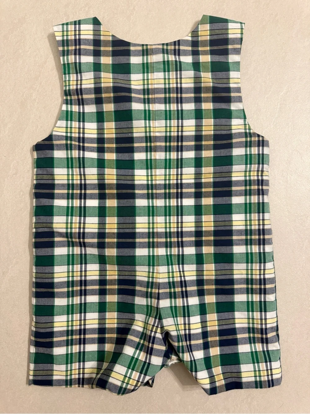 The Beaufort Bonnet Company green plaid Prescott Pocket Jon Jon 12-18M